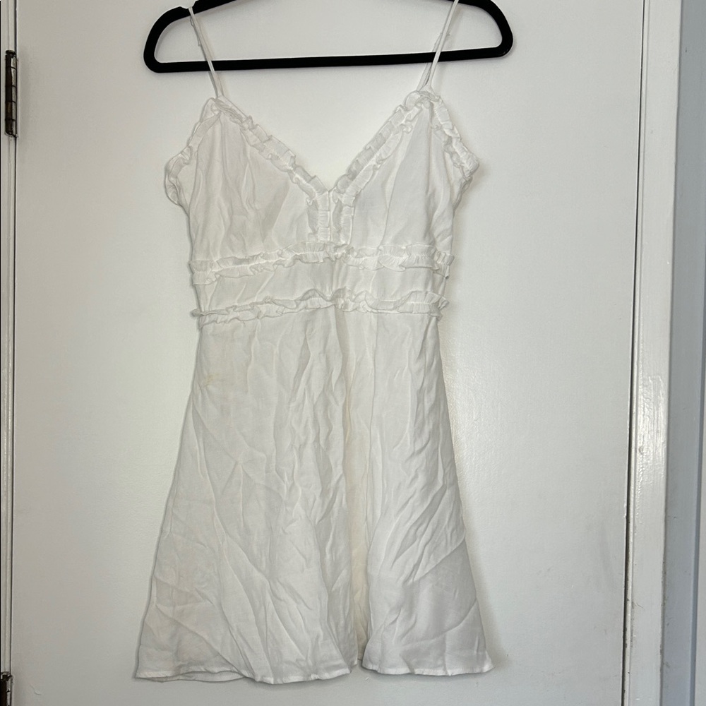 Trixxi M White Ruffle Mini Dress